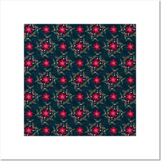 Poinsettia floral pattern Posters and Art